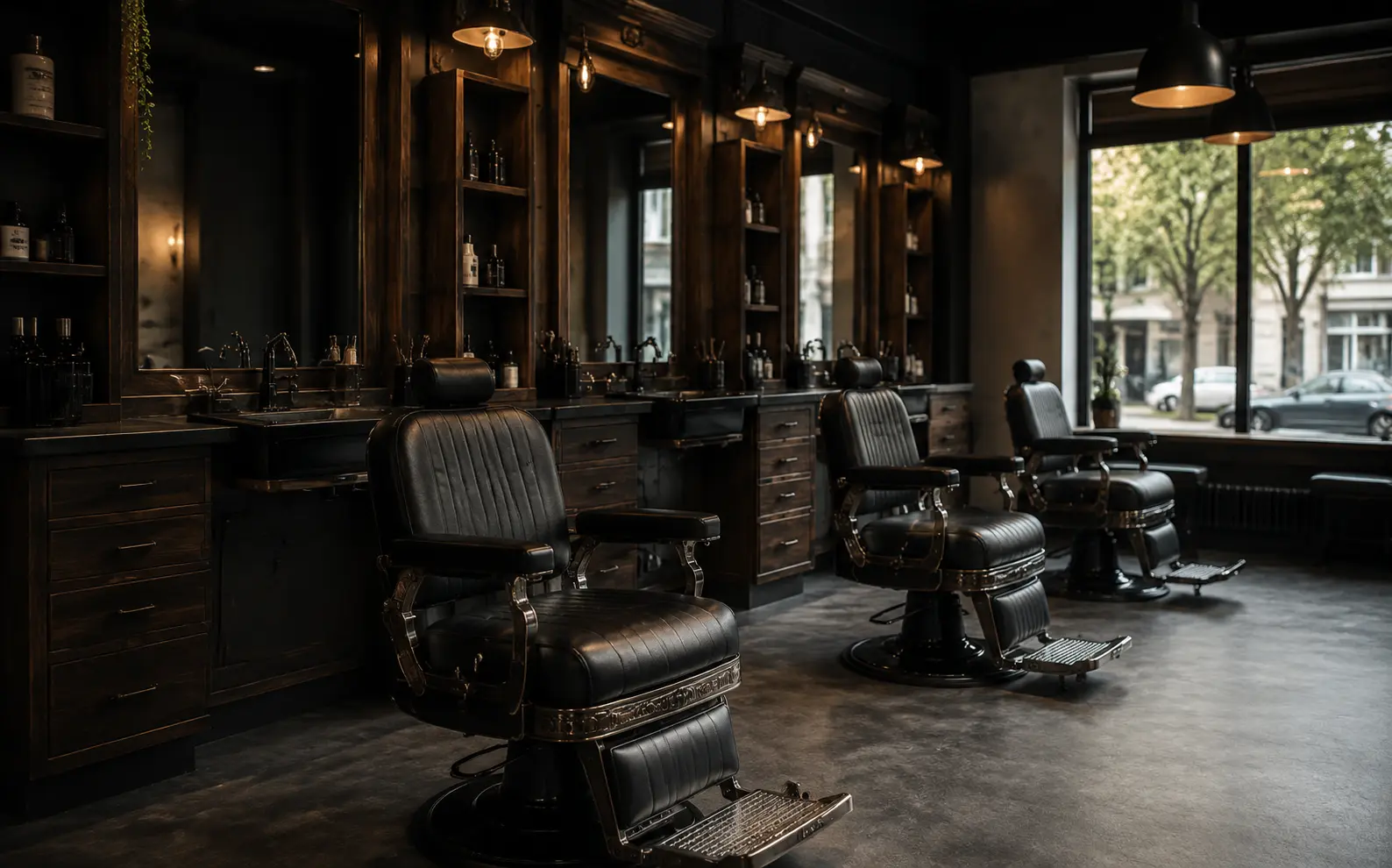 Enterijer Ritual barber salona sa tri radna mjesta